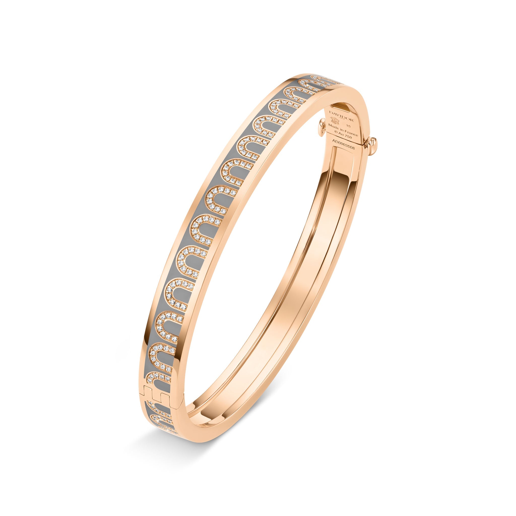 L'Arc de DAVIDOR Bangle PM, 18k Rose Gold with Lacquered Ceramic and Arcade Diamonds - DAVIDOR