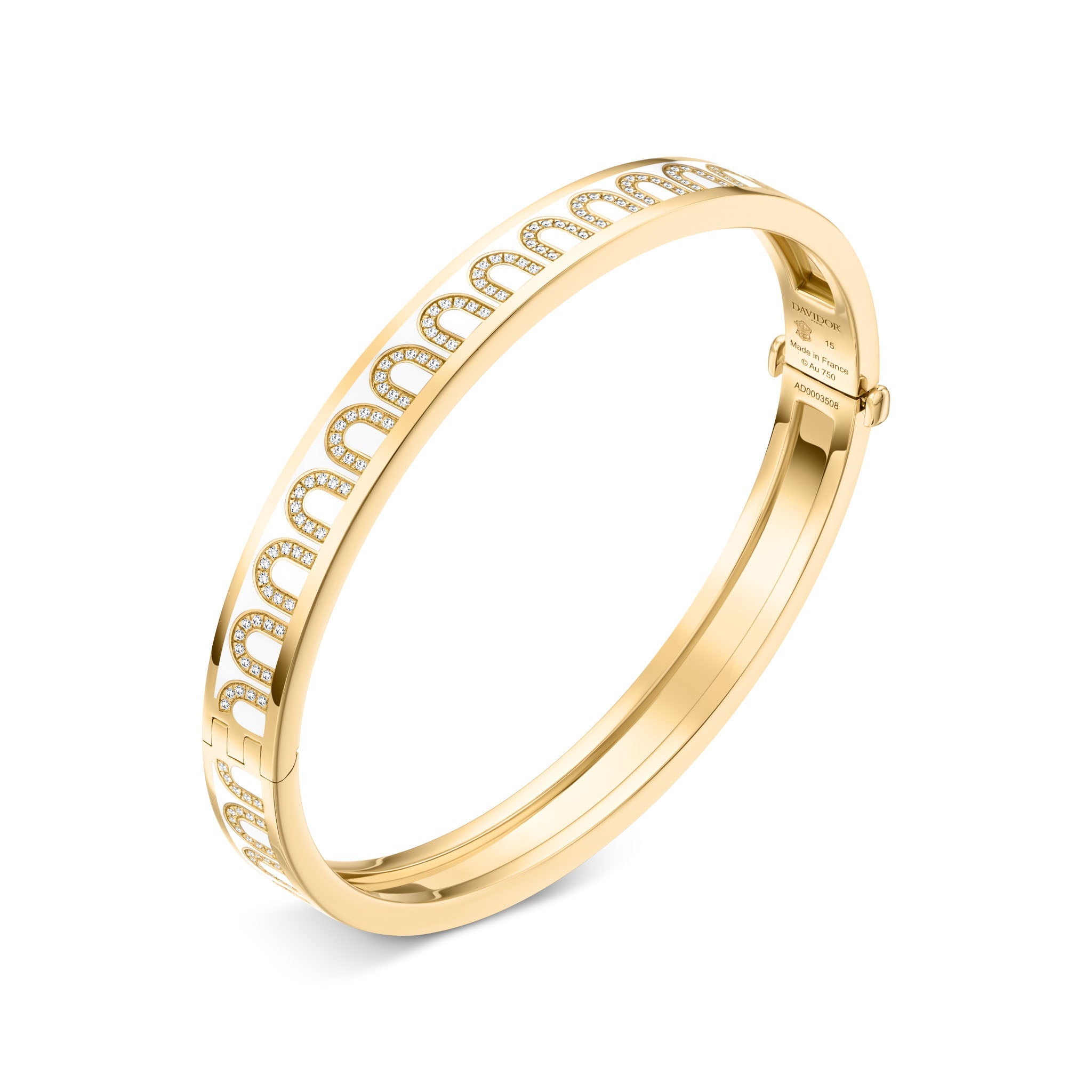 L'Arc de DAVIDOR Bangle PM, 18k Yellow Gold with Lacquered Ceramic and Arcade Diamonds - DAVIDOR