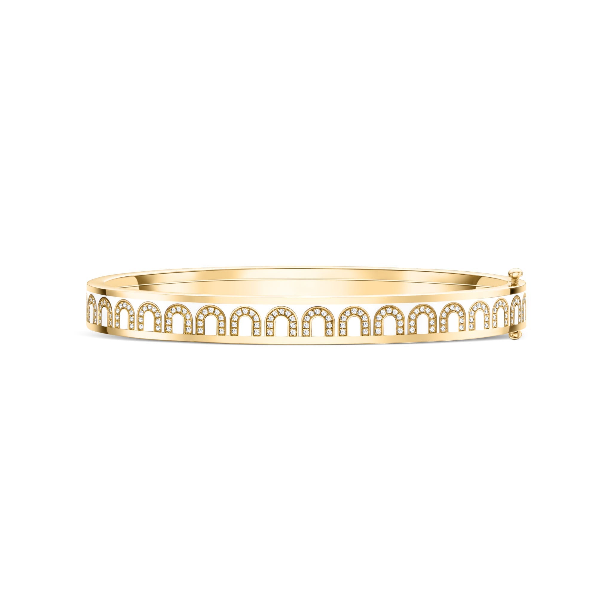 L'Arc de DAVIDOR Bangle PM, 18k Yellow Gold with Lacquered Ceramic and Arcade Diamonds - DAVIDOR