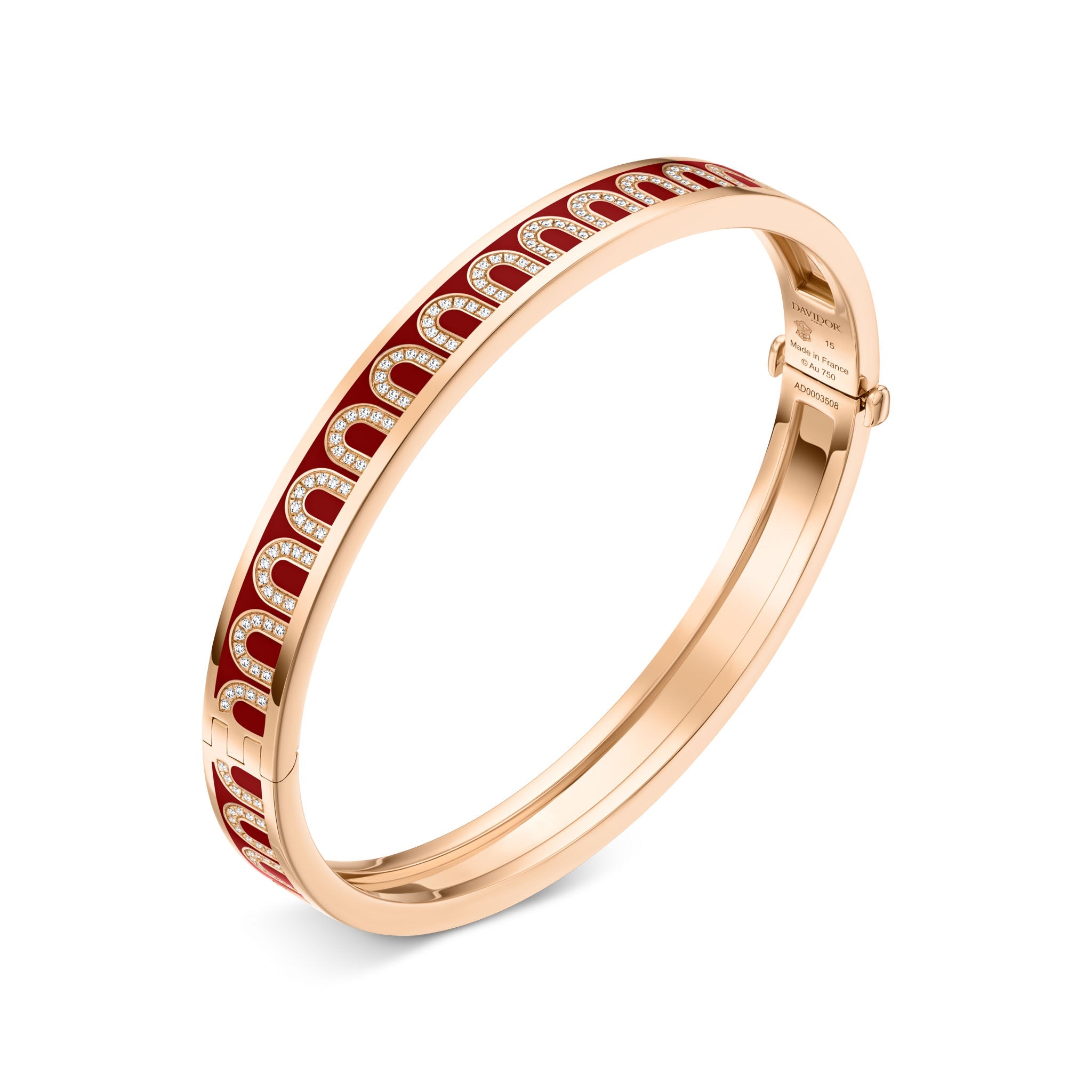 L'Arc de DAVIDOR Bangle PM, 18k Rose Gold with Lacquered Ceramic and Arcade Diamonds - DAVIDOR