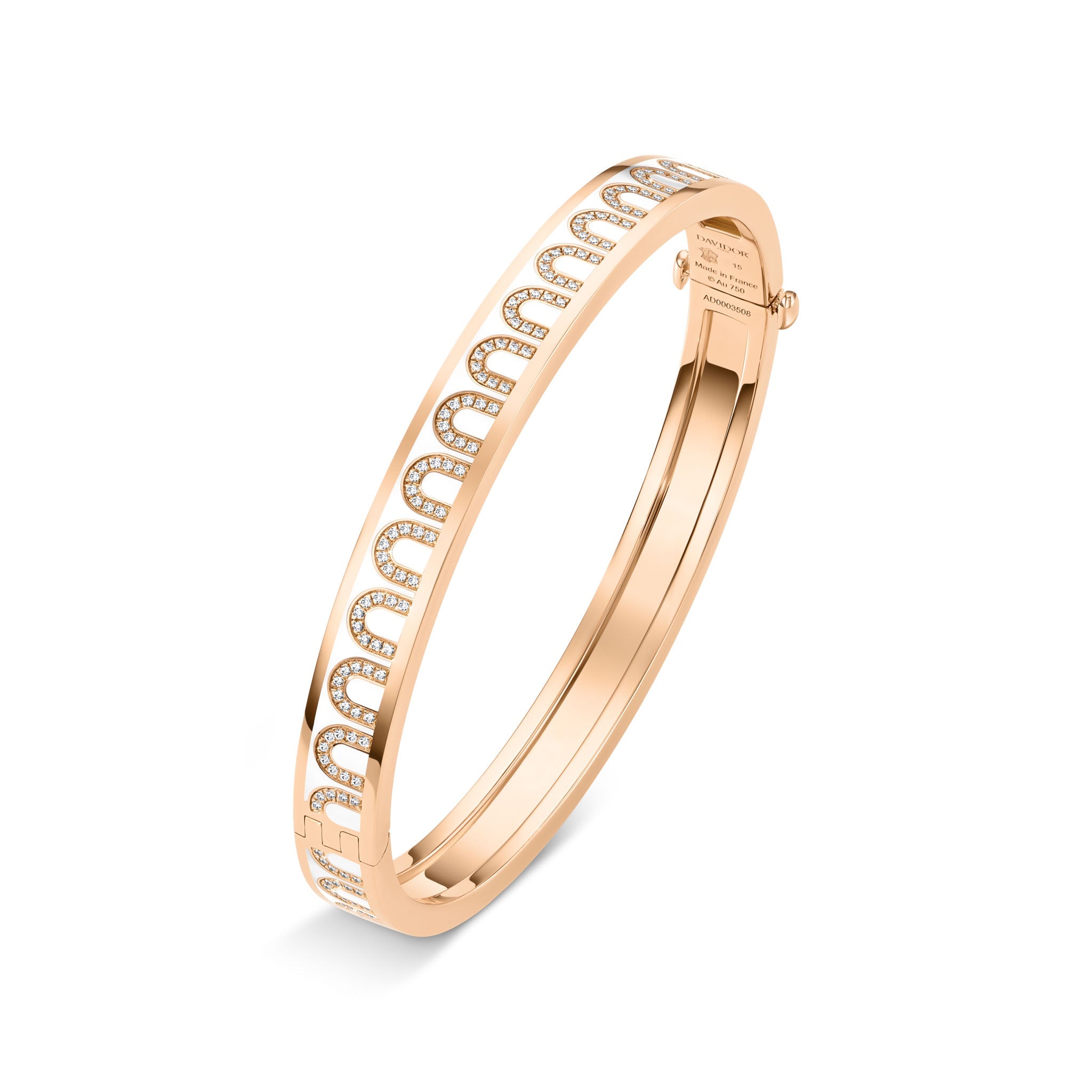 L'Arc de DAVIDOR Bangle PM, 18k Rose Gold with Lacquered Ceramic and Arcade Diamonds - DAVIDOR