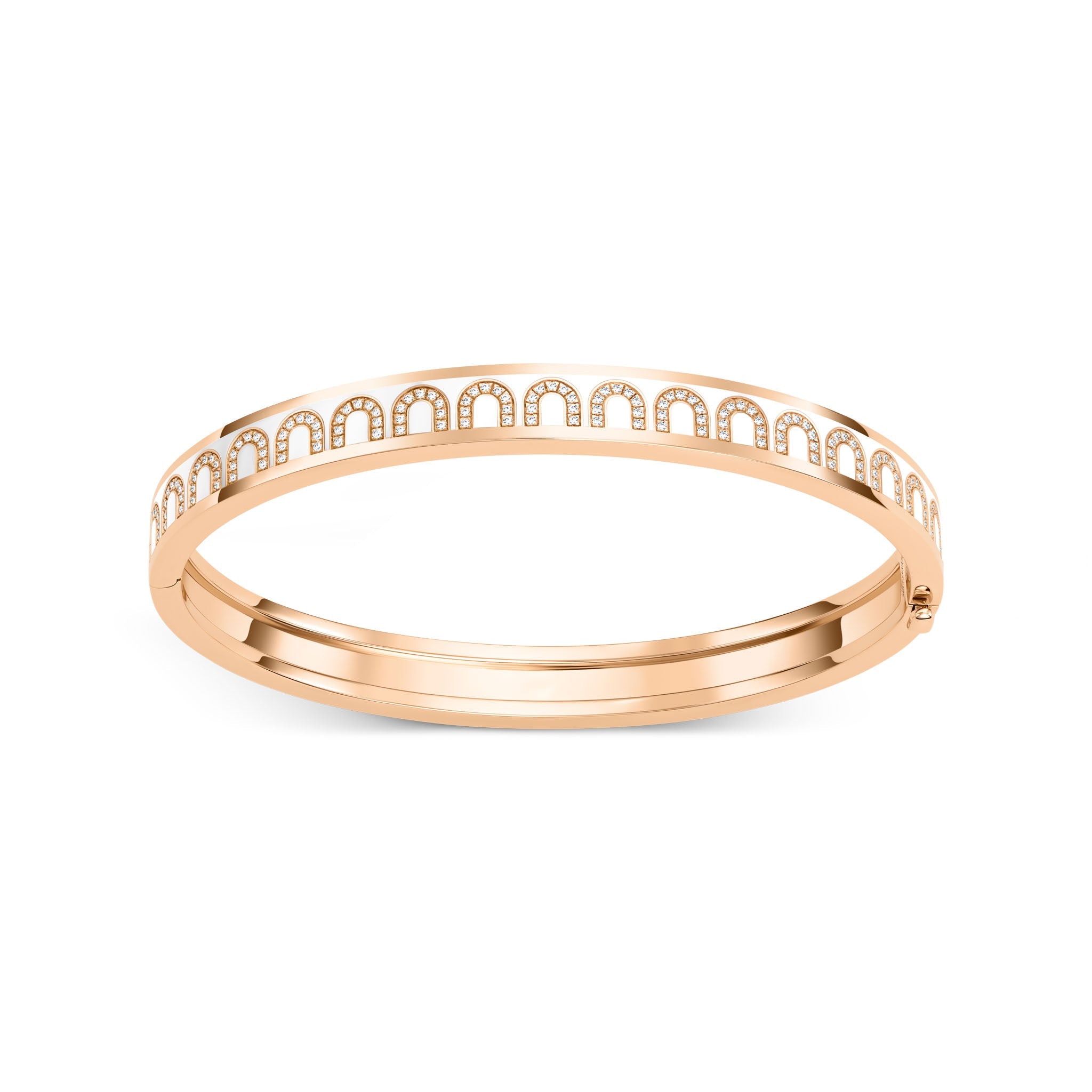 L'Arc de DAVIDOR Bangle PM, 18k Rose Gold with Lacquered Ceramic and Arcade Diamonds - DAVIDOR