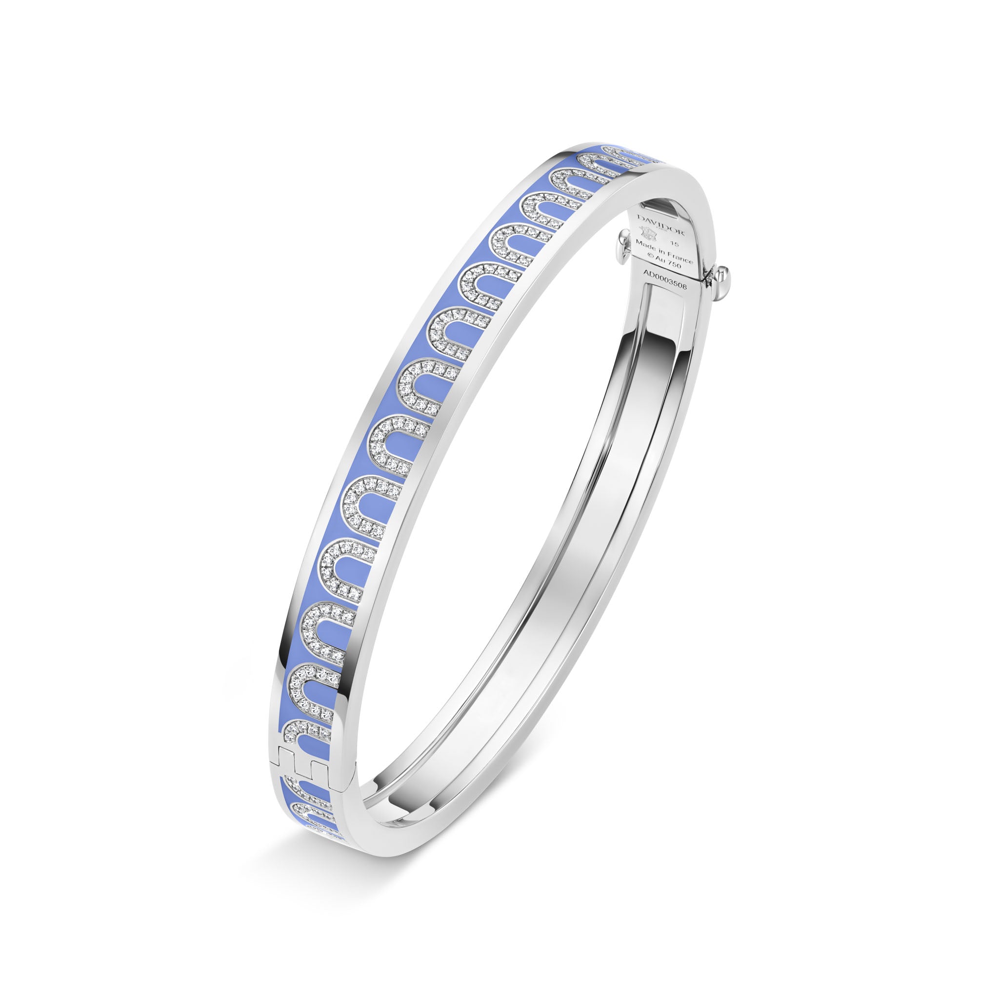 L'Arc de DAVIDOR Bangle PM, 18k White Gold with Lacquered Ceramic and Arcade Diamonds - DAVIDOR