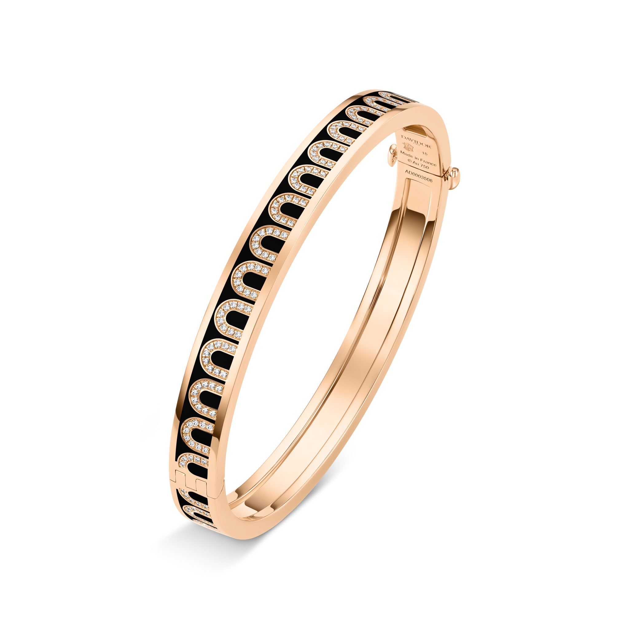 L'Arc de DAVIDOR Bangle PM, 18k Rose Gold with Lacquered Ceramic and Arcade Diamonds - DAVIDOR