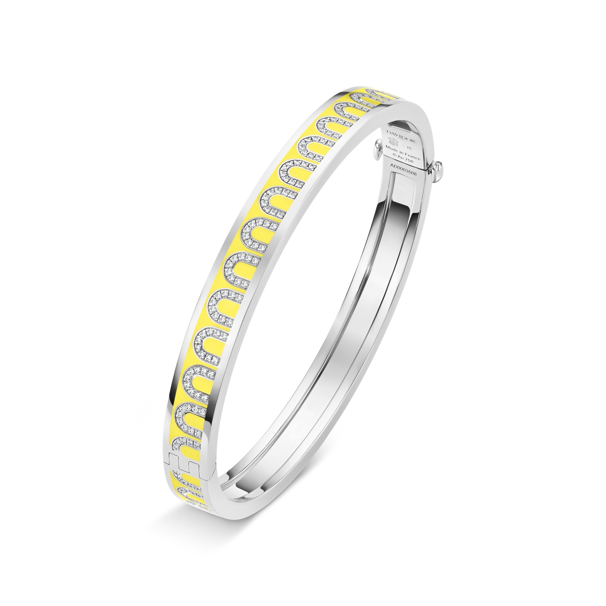 L'Arc de DAVIDOR Bangle PM, 18k White Gold with Lacquered Ceramic and Arcade Diamonds - DAVIDOR