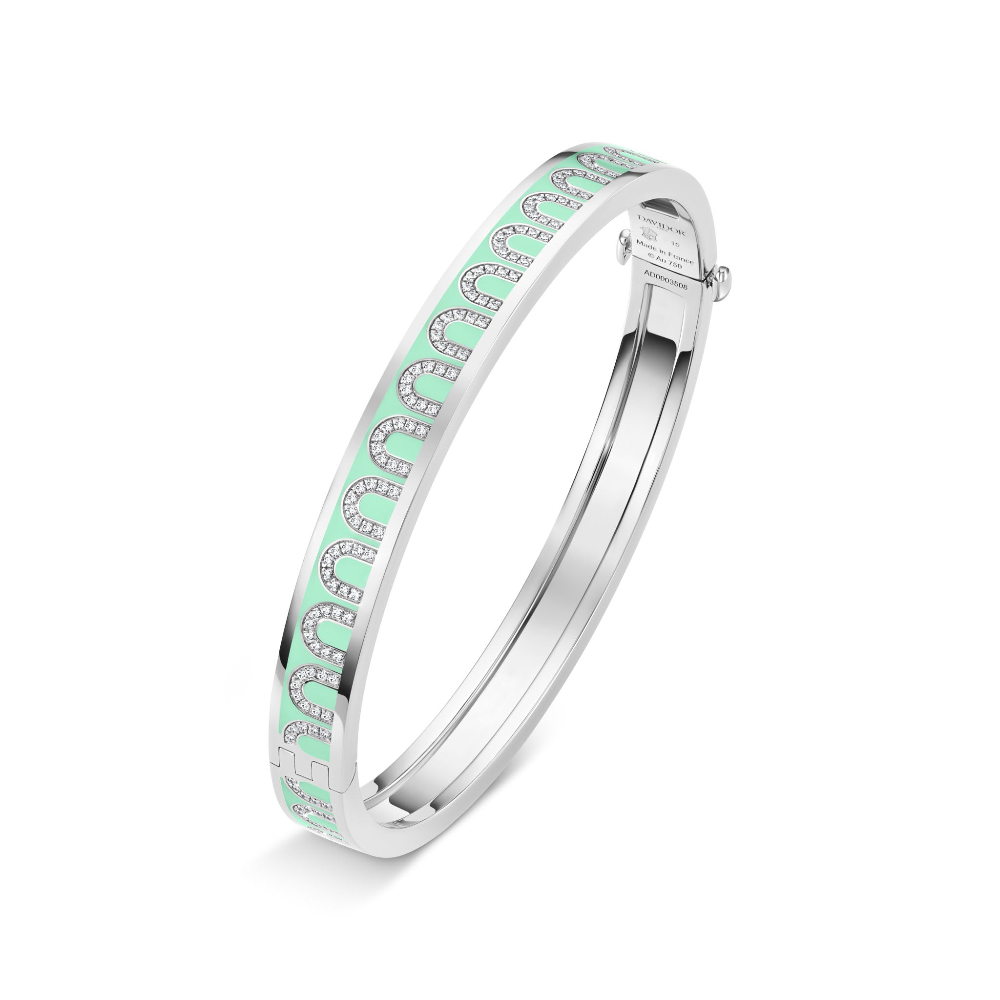 L'Arc de DAVIDOR Bangle PM, 18k White Gold with Lacquered Ceramic and Arcade Diamonds - DAVIDOR