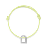 L'Arc Voyage Charm GM, 18k White Gold with Galerie Diamonds on Silk Cord Bracelet - DAVIDOR