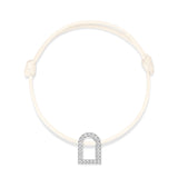 L'Arc Voyage Charm GM, 18k White Gold with Galerie Diamonds on Silk Cord Bracelet - DAVIDOR