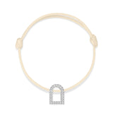 L'Arc Voyage Charm GM, 18k White Gold with Galerie Diamonds on Silk Cord Bracelet - DAVIDOR