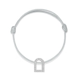 L'Arc Voyage Charm GM, 18k White Gold with Galerie Diamonds on Silk Cord Bracelet - DAVIDOR