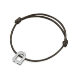 L'Arc Voyage Charm GM, 18k White Gold with Galerie Diamonds on Silk Cord Bracelet - DAVIDOR