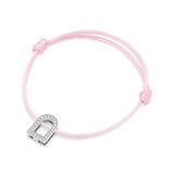 L'Arc Voyage Charm GM, 18k White Gold with Galerie Diamonds on Silk Cord Bracelet - DAVIDOR