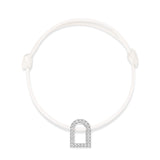 L'Arc Voyage Charm GM, 18k White Gold with Galerie Diamonds on Silk Cord Bracelet - DAVIDOR