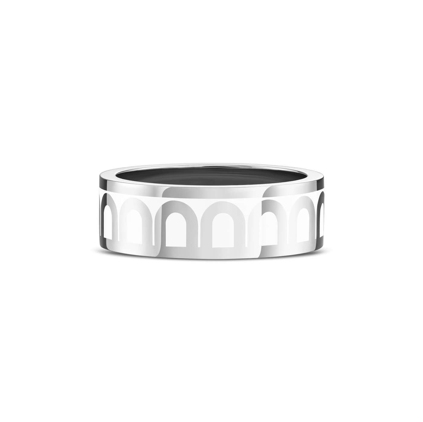 L'Arc de DAVIDOR Ring MM, 18k White Gold with Neige Lacquered Ceramic - DAVIDOR