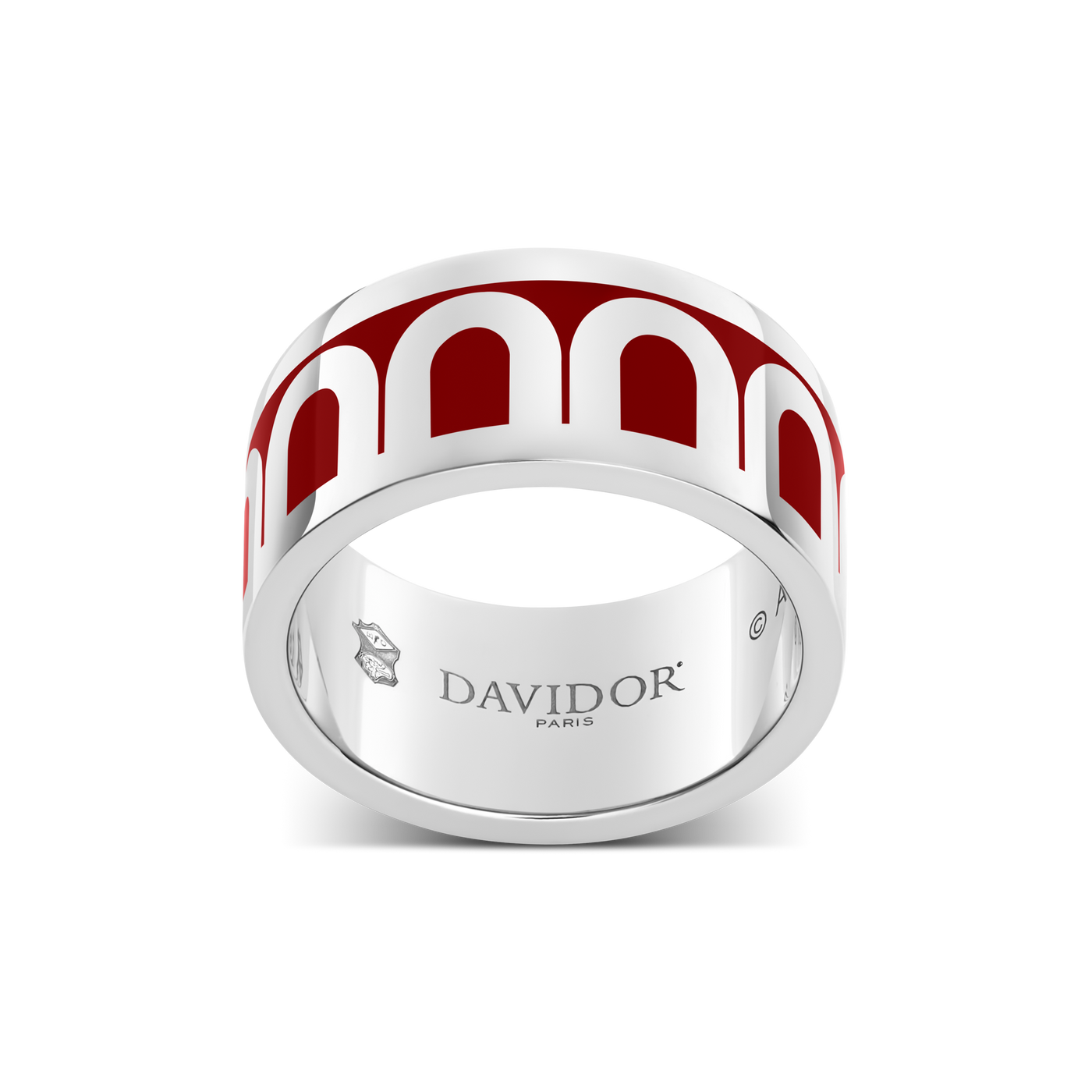 L'Arc de DAVIDOR Ring GM, 18k White Gold with Davidor Bordeaux Lacquered Ceramic - DAVIDOR