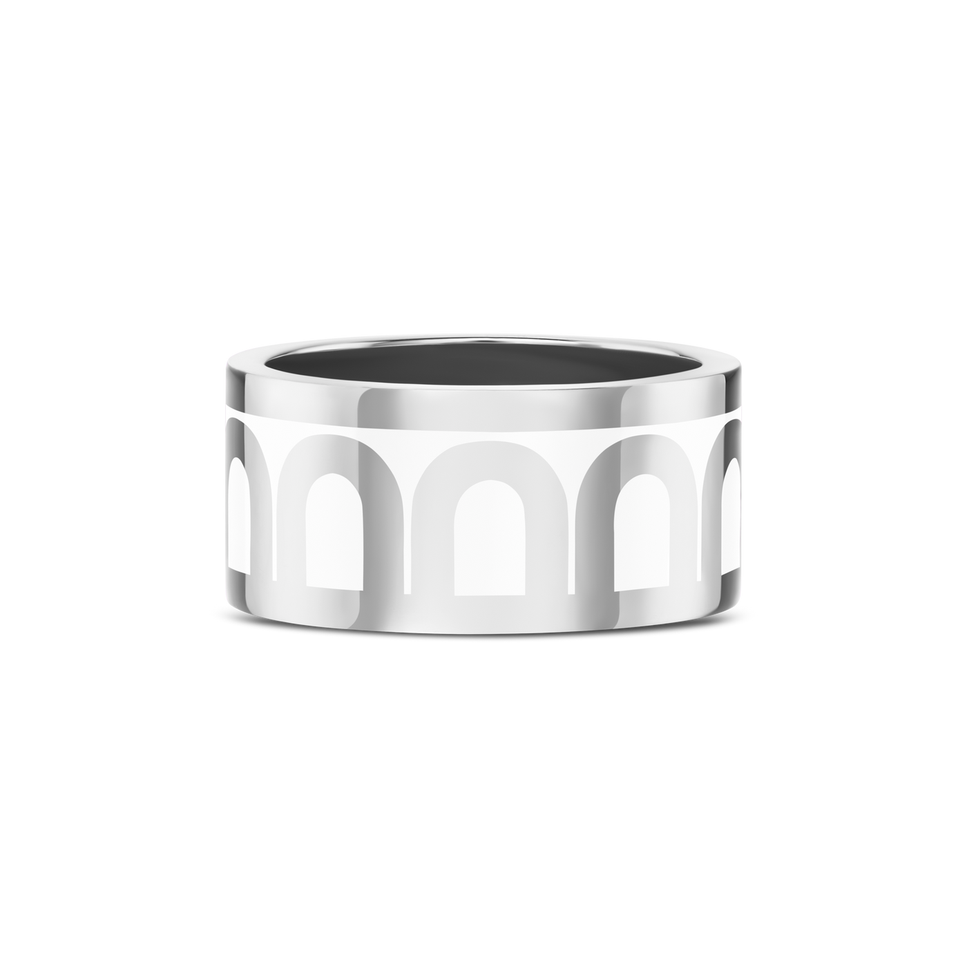 L'Arc de DAVIDOR Ring GM, 18k White Gold with Neige Lacquered Ceramic - DAVIDOR