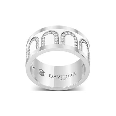 L'Arc de DAVIDOR Ring GM Arcade Diamonds, 18k White Gold with Neige Lacquered Ceramic - DAVIDOR