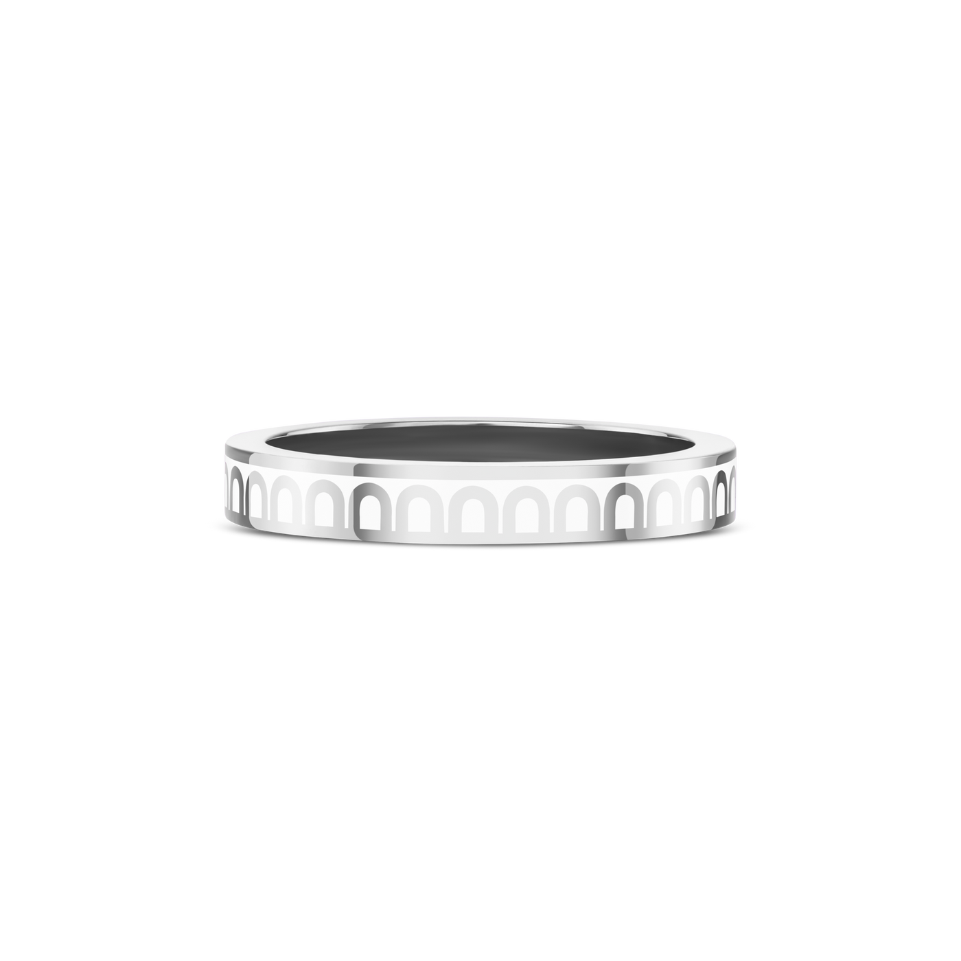 L'Arc de DAVIDOR Ring PM, 18k White Gold with Neige Lacquered Ceramic - DAVIDOR