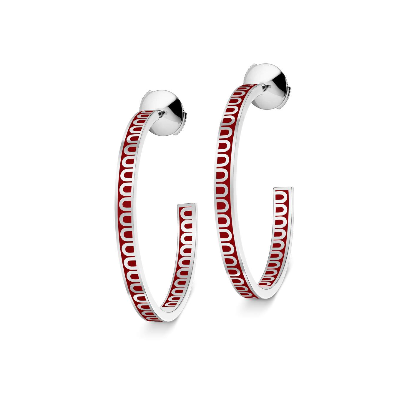 L'Arc de DAVIDOR Creole Earring MM, 18k White Gold with Lacquered Ceramic - DAVIDOR