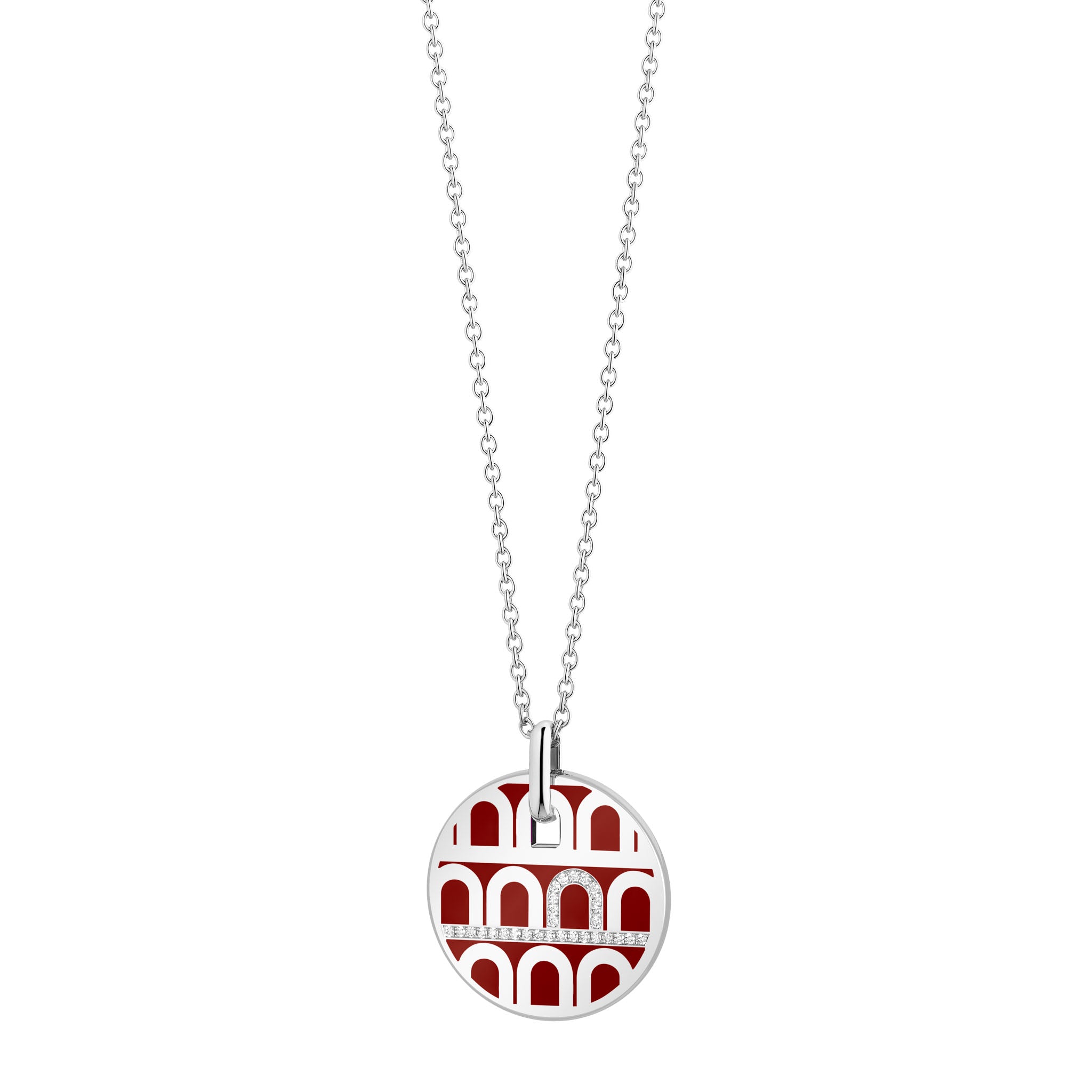 L'Arc de DAVIDOR Pendant GM, 18k White Gold with Lacquered Ceramic and Porta Diamonds - DAVIDOR
