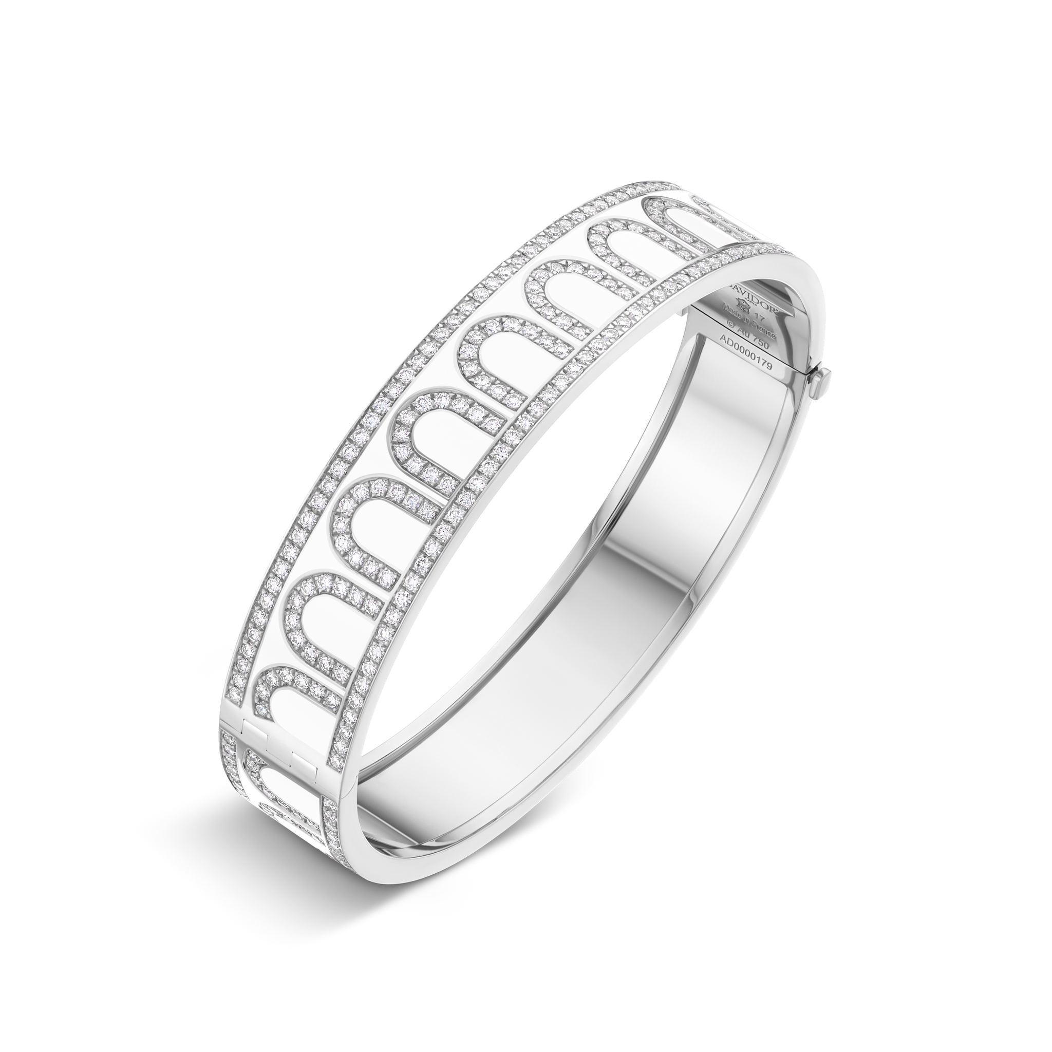 L'Arc de DAVIDOR Bangle GM, 18k White Gold with Lacquered Ceramic and Palais Diamonds - DAVIDOR