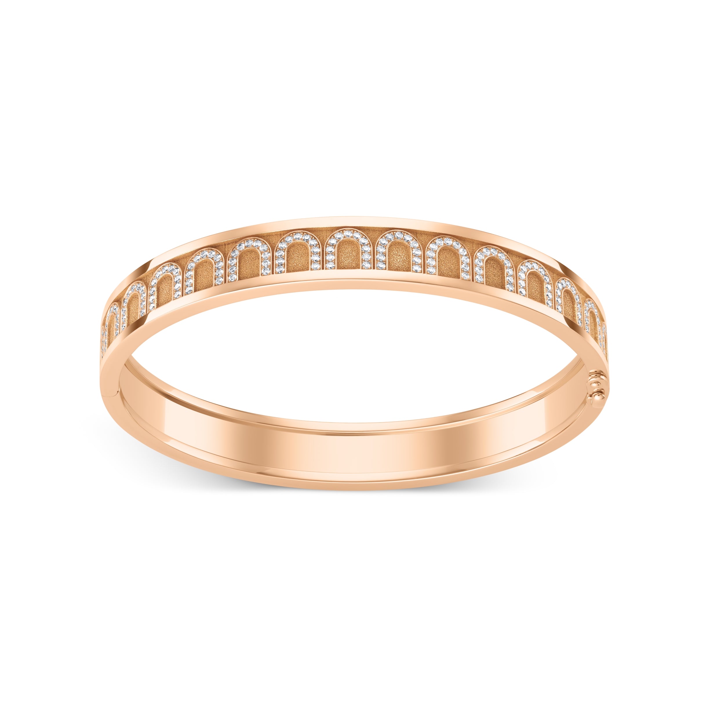 L'Arc de DAVIDOR Bangle MM, 18k Rose Gold with Satin Finish and Arcade Diamonds - DAVIDOR