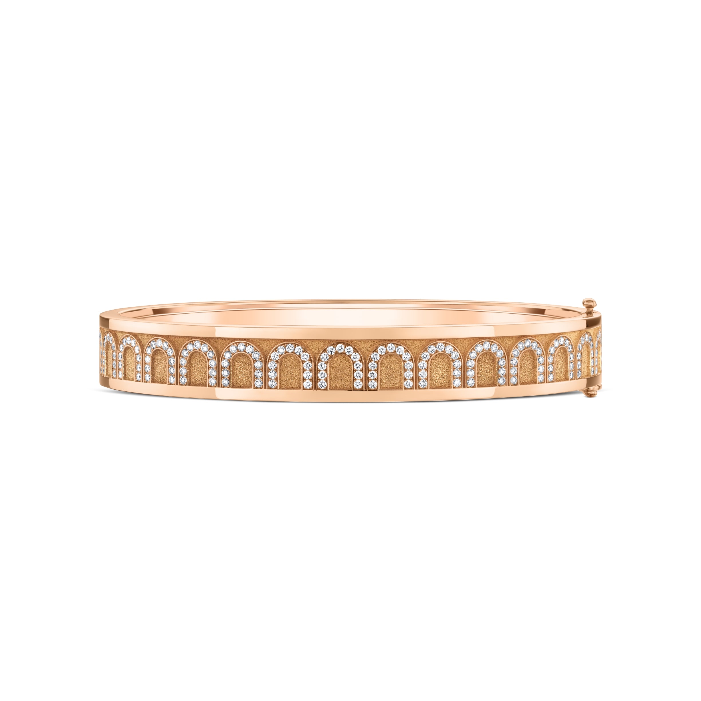 L'Arc de DAVIDOR Bangle MM, 18k Rose Gold with Satin Finish and Arcade Diamonds - DAVIDOR