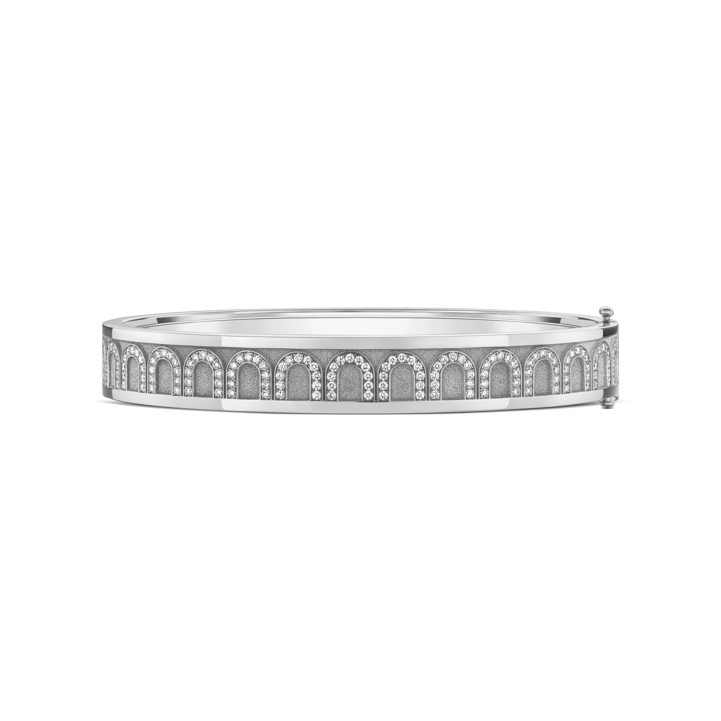 L'Arc de DAVIDOR Bangle MM, 18k White Gold with Satin Finish and Arcade Diamonds - DAVIDOR