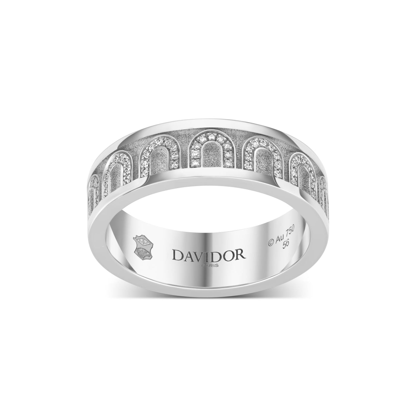 L'Arc de DAVIDOR Ring MM, 18k White Gold with Satin Finish and Arcade Diamonds - DAVIDOR
