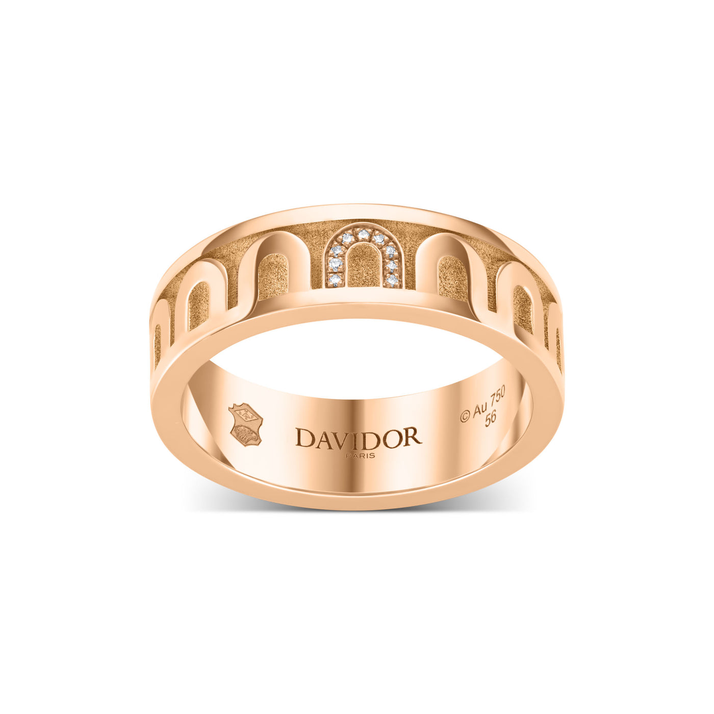 L’Arc de DAVIDOR Ring MM, 18k Rose Gold with Satin Finish and Porta Simple Diamonds - DAVIDOR