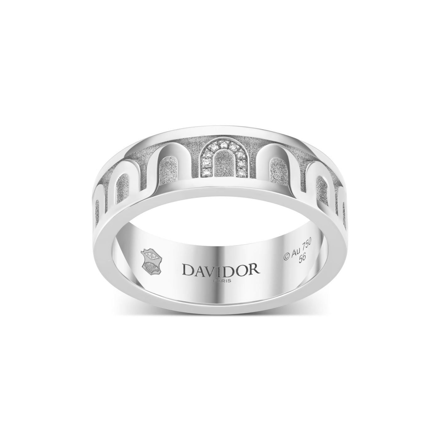 L’Arc de DAVIDOR Ring MM, 18k White Gold with Satin Finish and Porta Simple Diamonds - DAVIDOR