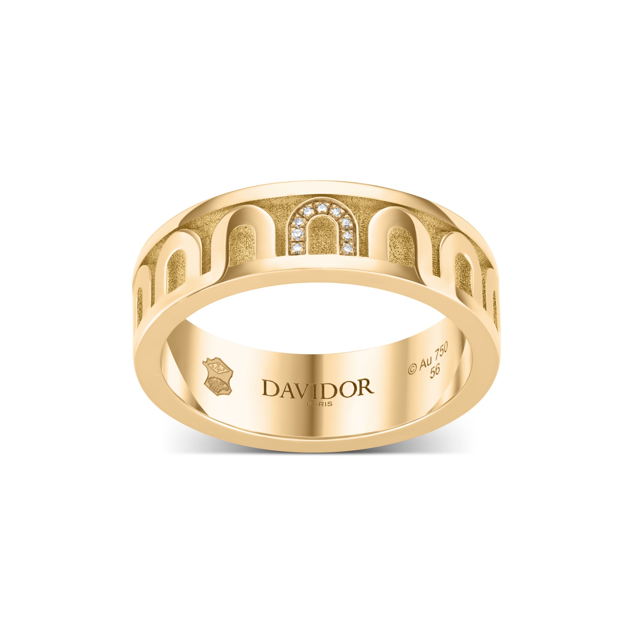 L’Arc de DAVIDOR Ring MM, 18k Yellow Gold with Satin Finish and Porta Simple Diamonds - DAVIDOR