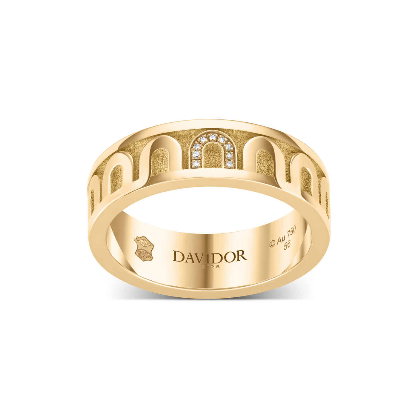 L’Arc de DAVIDOR Ring MM, 18k Yellow Gold with Satin Finish and Porta Simple Diamonds - DAVIDOR