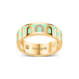 Sur Mesure: L'Arc de DAVIDOR Ring MM, 18k Yellow Gold with Palm Beach Lacquered Ceramic and Porta Simple Diamonds - DAVIDOR