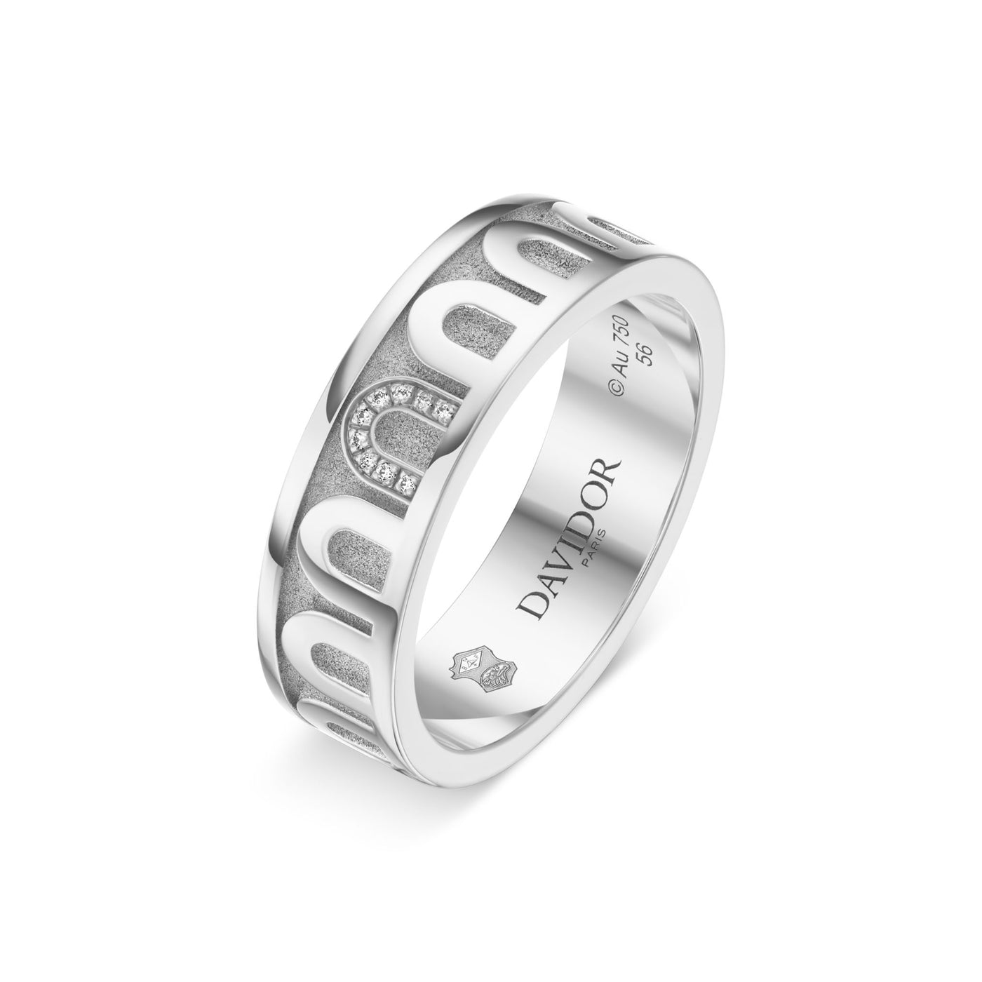 L’Arc de DAVIDOR Ring MM, 18k White Gold with Satin Finish and Porta Simple Diamonds - DAVIDOR