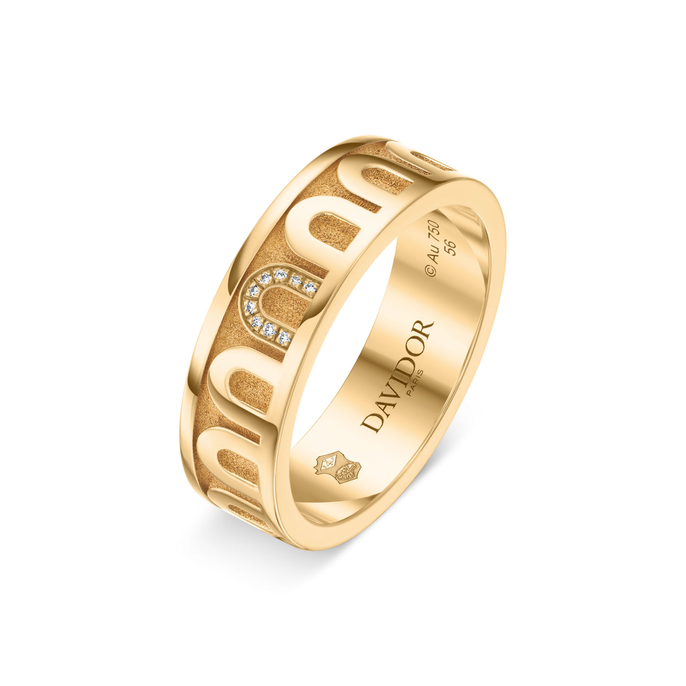 L’Arc de DAVIDOR Ring MM, 18k Yellow Gold with Satin Finish and Porta Simple Diamonds - DAVIDOR