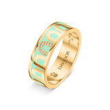 Sur Mesure: L'Arc de DAVIDOR Ring MM, 18k Yellow Gold with Palm Beach Lacquered Ceramic and Porta Simple Diamonds - DAVIDOR