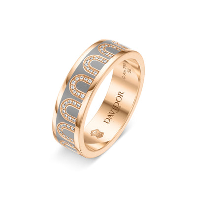 L'Arc de DAVIDOR Ring MM, 18k Rose Gold with Anthracite Lacquered Ceramic and Arcade Diamonds - DAVIDOR