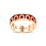 L'Arc de DAVIDOR Ring MM, 18k Rose Gold with DAVIDOR Bordeaux Lacquered Ceramic and Arcade Diamonds - DAVIDOR