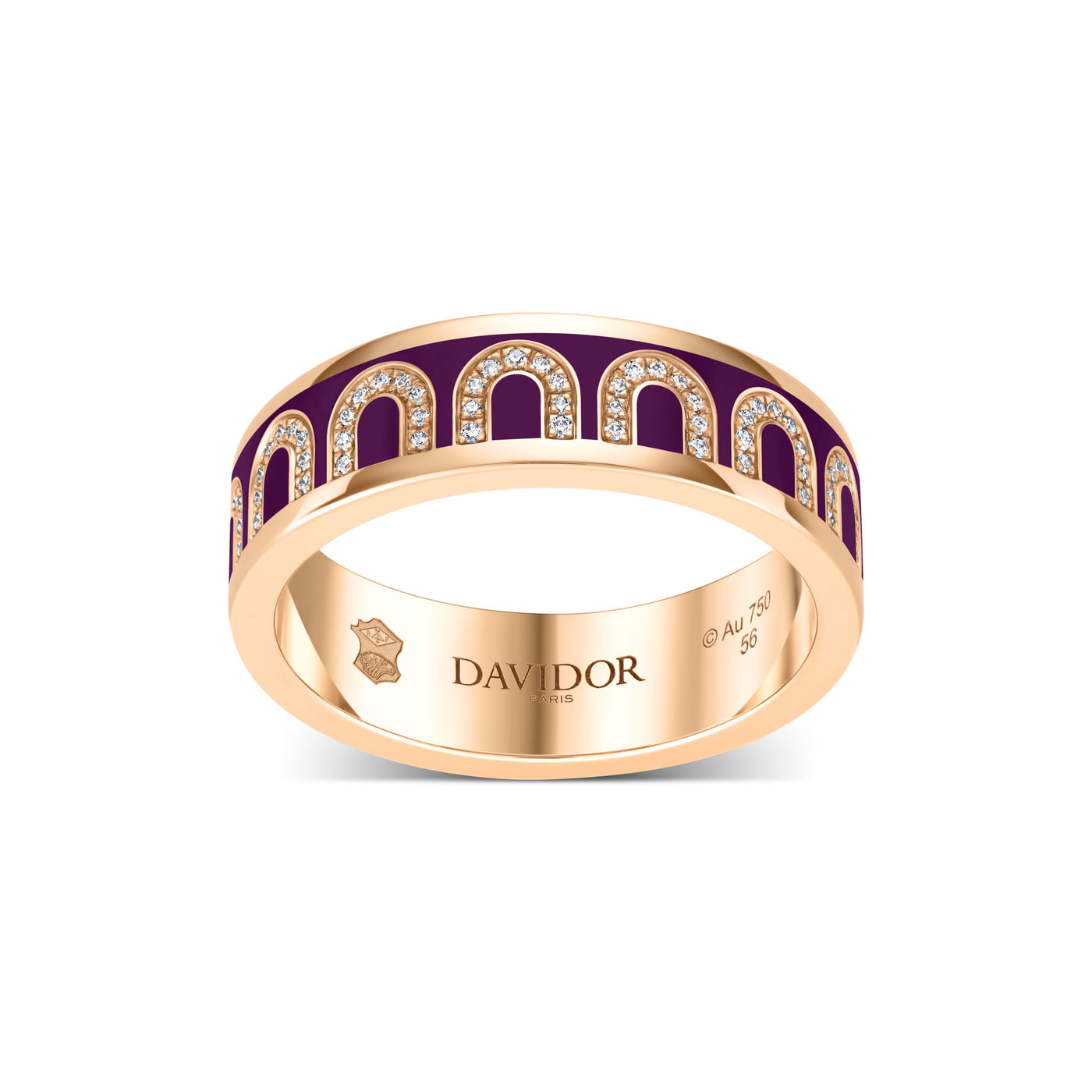 L'Arc de DAVIDOR Ring MM, 18k Rose Gold with Aubergine Lacquered Ceramic and Arcade Diamonds - DAVIDOR