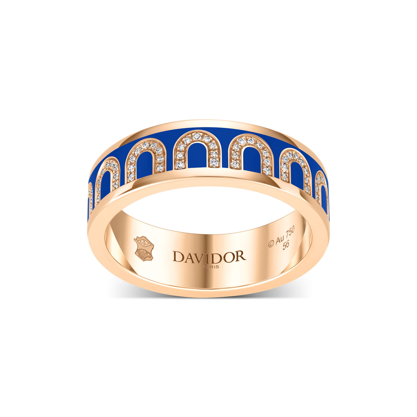 L'Arc de DAVIDOR Ring MM, 18k Rose Gold with Rivera Lacquered Ceramic and Arcade Diamonds - DAVIDOR