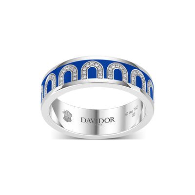 L'Arc de DAVIDOR Ring MM, 18k White Gold with Rivera Lacquered Ceramic and Arcade Diamonds - DAVIDOR