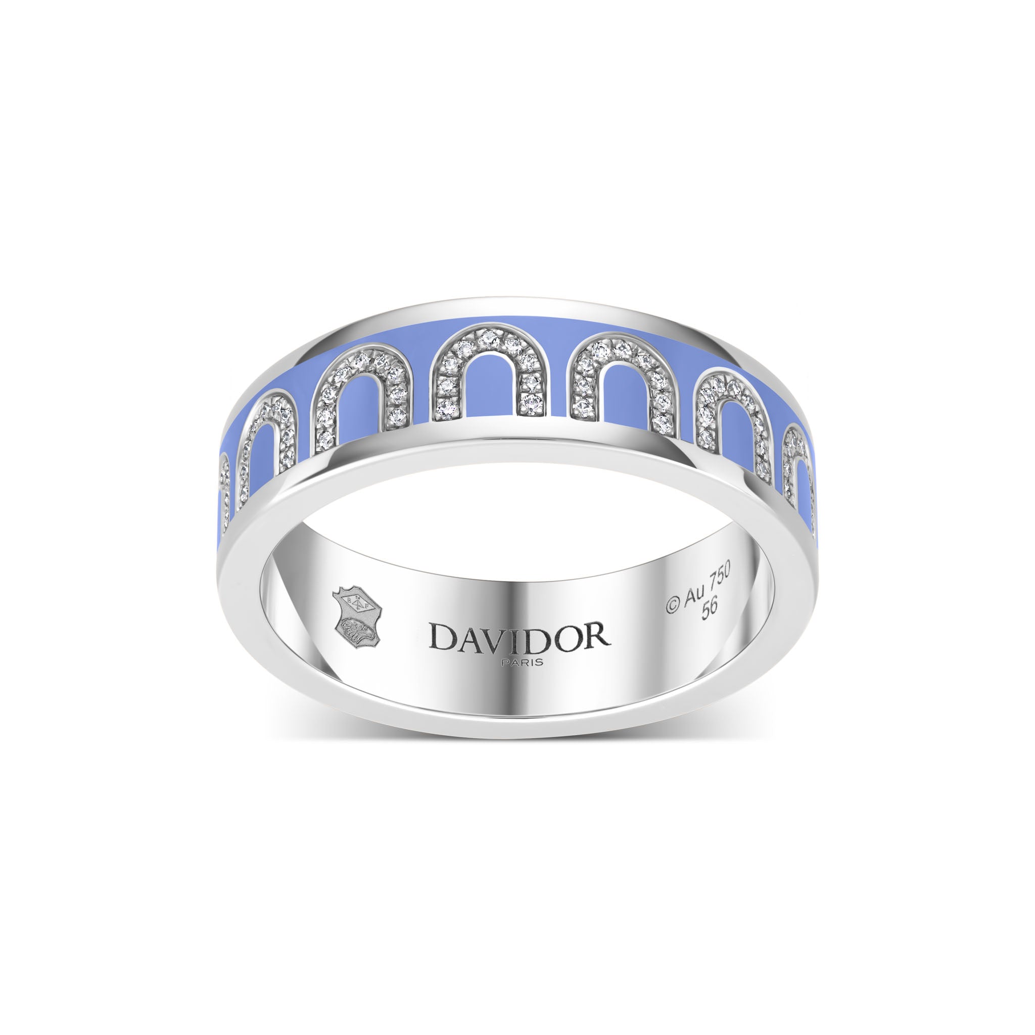 L'Arc de DAVIDOR Ring MM, 18k White Gold with Hortensia Lacquered Ceramic and Arcade Diamonds - DAVIDOR