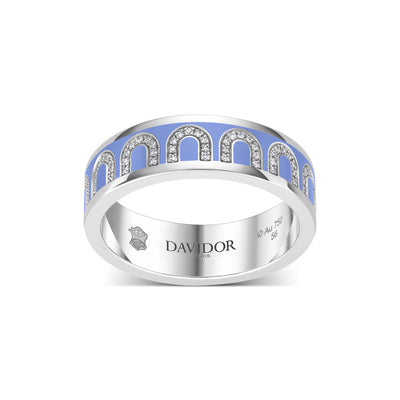 L'Arc de DAVIDOR Ring MM, 18k White Gold with Hortensia Lacquered Ceramic and Arcade Diamonds - DAVIDOR