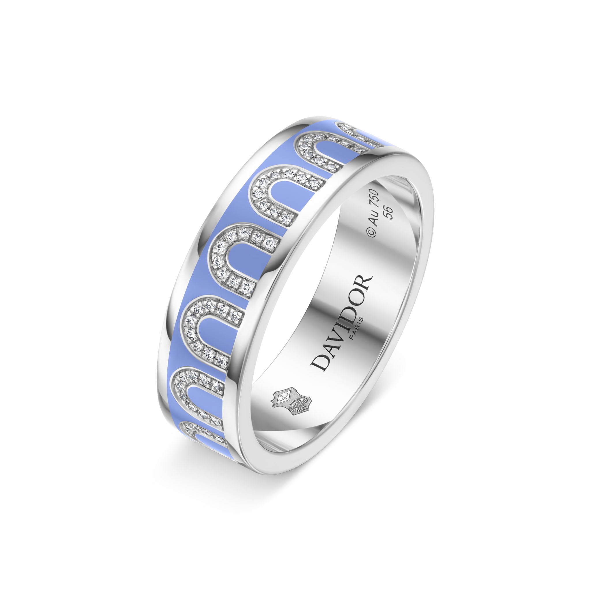 L'Arc de DAVIDOR Ring MM, 18k White Gold with Hortensia Lacquered Ceramic and Arcade Diamonds - DAVIDOR