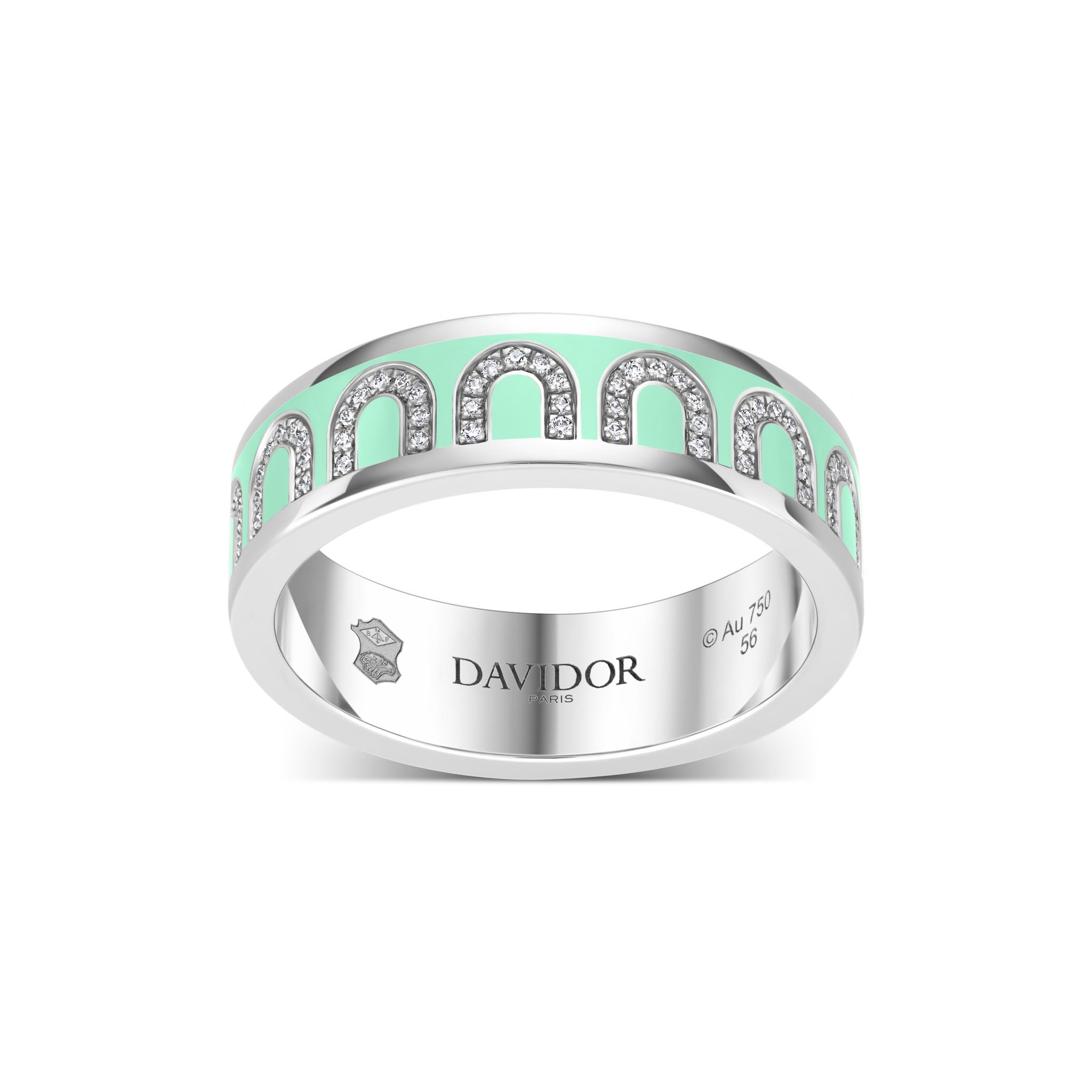 L'Arc de DAVIDOR Ring MM, 18k White Gold with Palm Beach Lacquered Ceramic and Arcade Diamonds - DAVIDOR