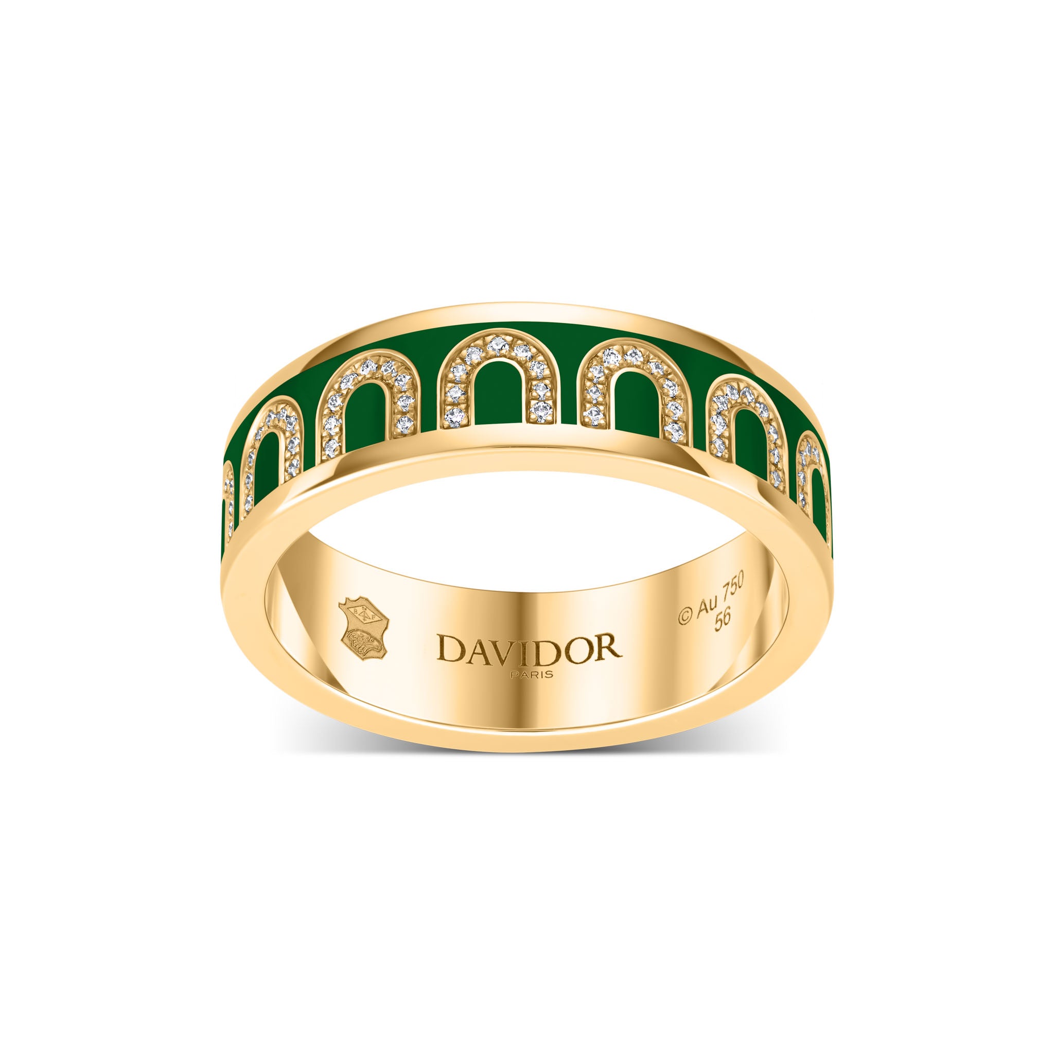 L'Arc de DAVIDOR Ring MM, 18k Yellow Gold with Palais Royal Lacquered Ceramic and Arcade Diamonds - DAVIDOR