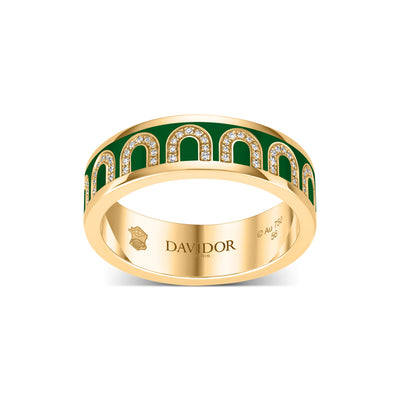 L'Arc de DAVIDOR Ring MM, 18k Yellow Gold with Palais Royal Lacquered Ceramic and Arcade Diamonds - DAVIDOR