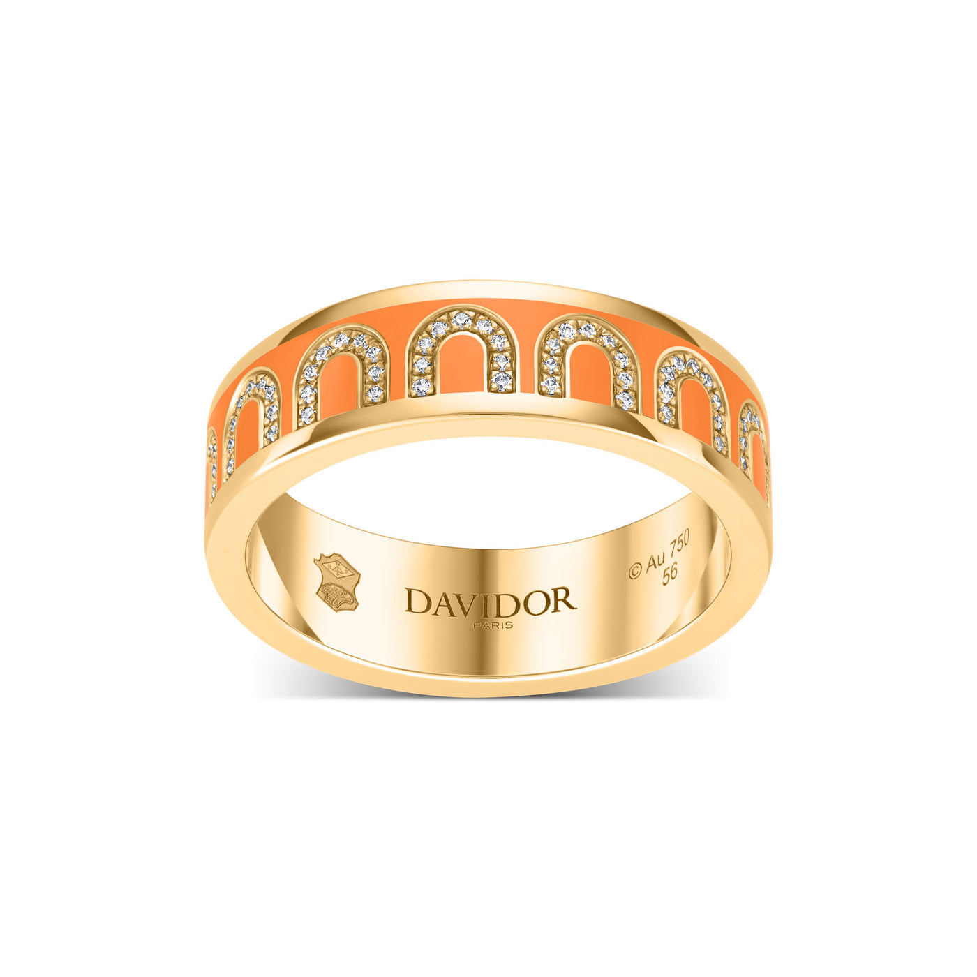 L'Arc de DAVIDOR Ring MM, 18k Yellow Gold with Zeste Lacquered Ceramic and Arcade Diamonds - DAVIDOR