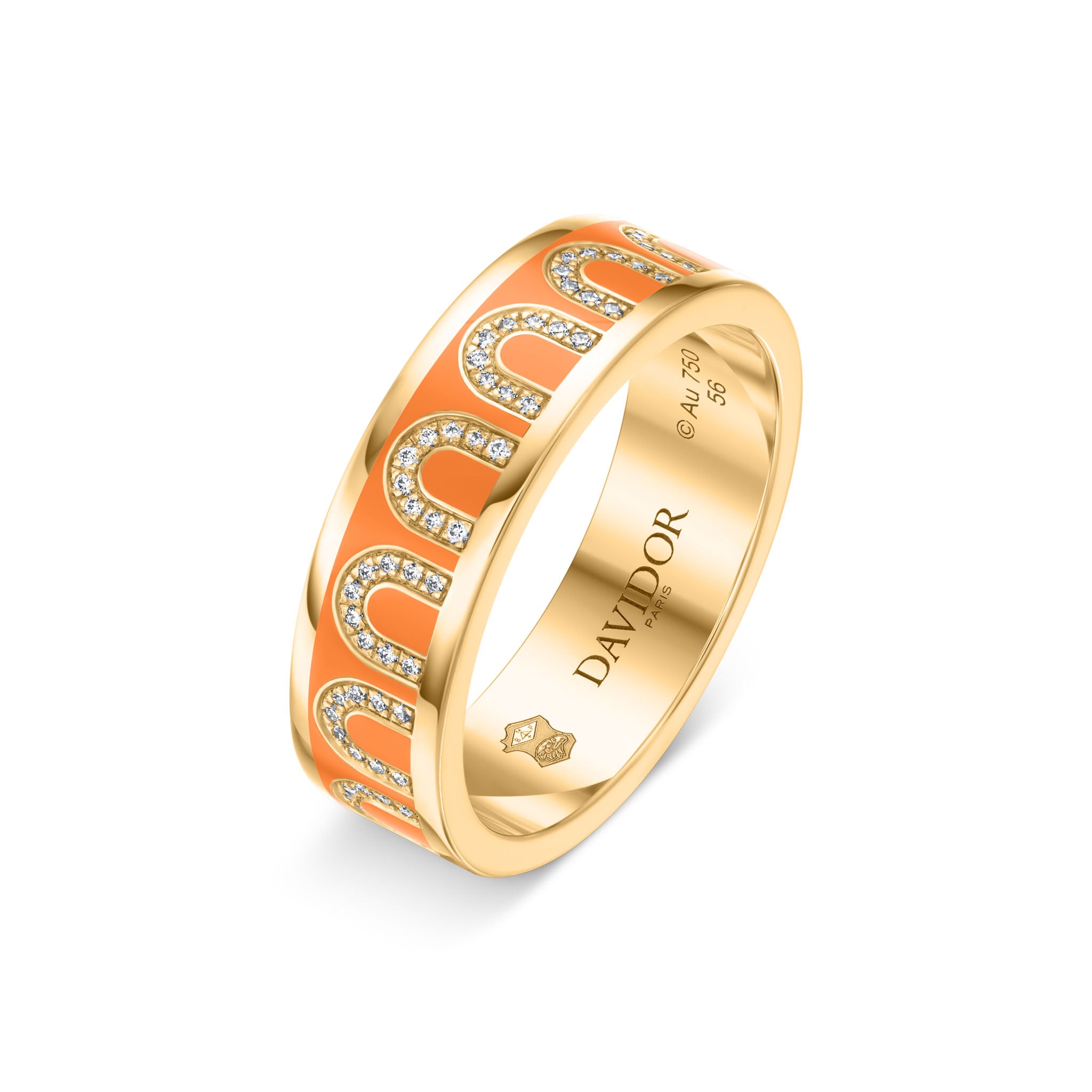 L'Arc de DAVIDOR Ring MM, 18k Yellow Gold with Zeste Lacquered Ceramic and Arcade Diamonds - DAVIDOR